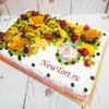 Корпоративный торт на 8 марта "Фруктовая волна" с ягодами и фруктами ТП109