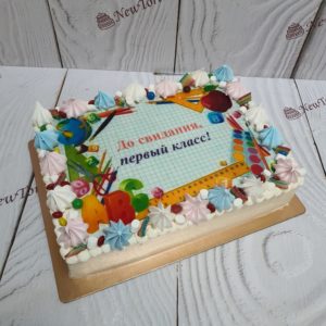 Торт на выпускной со школьными принадлежностями ТВ034