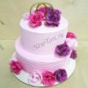 Розовый свадебный торт с кольцами и цветами СТ389