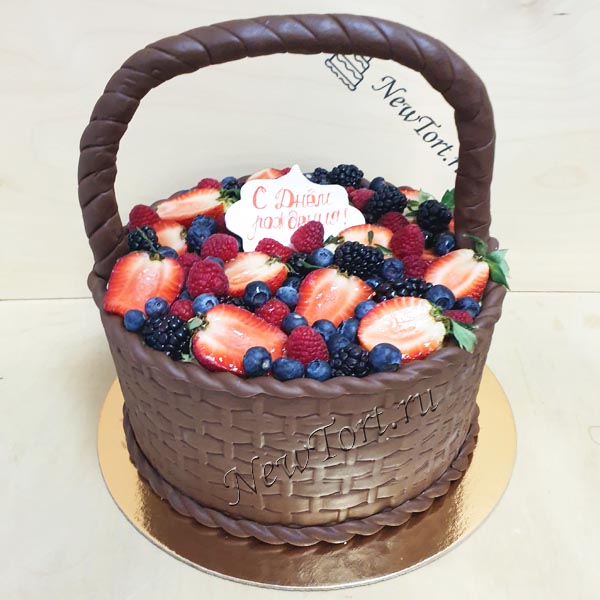 Торт корзина с ягодами ТЯ034 на заказ - Артикул 11407 - Кондитерская  NewTort