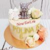 Торт для девочки с котиком и розами ТД088