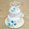 Свадебный торт сердечки и букет цветов СТ400