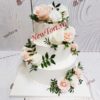Свадебный торт "Цветочный" многоярусный с розами СТ413
