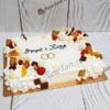 Прямоугольный свадебный торт "Вкусное ассорти" с кольцами, конфетами и печеньем СТ419