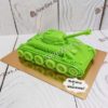 Зеленый торт в виде танка на праздник мужчинам ТМ276