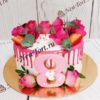 Торт "Роскошный" с цифрой, живыми цветами, ягодами и потеками ТЖ352