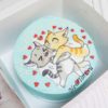 Бенто-торт "Лямуррр" с котиками, сердечками и надписью ТБ129