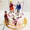 Торт аниме с фигурками и цветками сакуры МТ434
