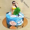 Торт "Морской бриз" с фигуркой, пальмовой веточкой и декором моря ТЖ185