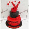 Торт двухъярусный красный с черным "PlayGirl" с зайчиком ТЖ202