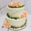 Свадебный торт "Романтичное настроение" с потеками и живыми розами СТ445