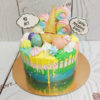 Радужный торт с рожками и сладостями ТД013