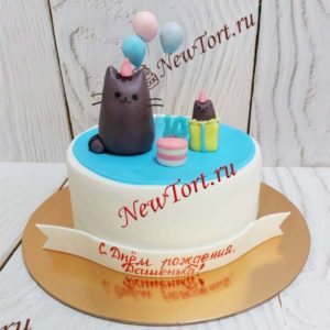 Торт котик и подарки ТД035