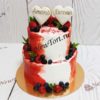 Свадебный торт с сердечками и ягодами СТ447