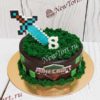 Торт Майнкрафт с мечом и логотипом