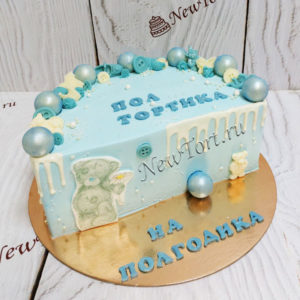 Торт половинка с мишкой и шарами ТГ175