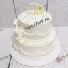 Свадебный торт с бусинками и бантом СТ452