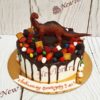 Торт с динозавром "Бронтозавр" с цифрой, ягодами и печеньем МТ193