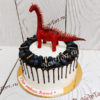 Торт с динозавром "Свирепый дино" с ягодами, печеньем и потеками МТ194