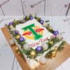 Новогодний торт "Корпоративный" с логотипом и шарами НТ103