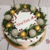 Новогодний торт "Сказка" с шарами и ветками розмарина НТ104