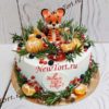 Новогодний торт "Тигренок" с фруктами и ягодами НТ117