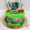 Торт Майнкрафт "С днем рождения" с фигурками из мастики ТД329
