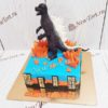 Торт с динозавром "Восстание" с мастикой и фигуркой МТ196