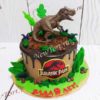 Торт с динозавром "Динорык" с фигуркой и шоколадными потеками МТ202