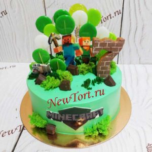 Торт Майнкрафт "В мире игры" с матовыми леденцами и шоколадом ТД324