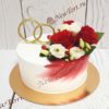Свадебный торт "Классика" с кольцами и цветами СТ369