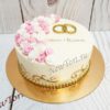 Свадебный торт "Главный день" с цветами, золотом и мастикой СТ455