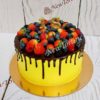 Торт для девочки "Вкусные ягодки" желтый с ягодами и потеками ТД598