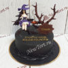 Торт "Любимой ведьмочке" с фигурками, подписью и мастикой ТД613