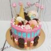 Торт "Зефирная вечеринка" с маршмэллоу, рожком, безе, печеньем и потеками ТД528