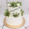 Свадебный торт "Оазис" с цветами, листьями и узорами СТ498