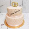 Свадебный торт "Элитный" с кольцами и бусинами, с мастикой СТ500