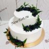 Свадебный торт "Лаконичный" с ягодами черники, ежевики и с листьями СТ475