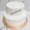 Свадебный торт "Жемчужный" белый с сахарными бусинами и бисером СТ476