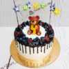 Торт "Медвежонок" с фигуркой, ягодами и потеками ТД469