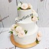 Свадебный торт "Розовый каскад" с цветами и бусинами СТ509