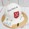 Корпоративный торт для строительной компании с 3D каской и чертежами КТ108