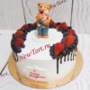 Торт для девочки "Медведица и медвежонок" с ягодами и фигурками ТД434