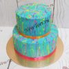 Торт для девочки "Красочный" с яркими мазками и ленточками ТД435