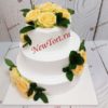 Свадебный торт "Желтые розы" с цветами, листиками и узорами СТ511