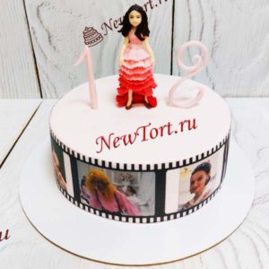 Торт "Актриса" с фигуркой и фотопечатью ТД536