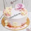 Торт "Нежная роза" с цветком, шоколадом и шарами ТД537