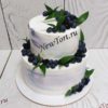 Свадебный торт "Черничка" с ягодами, листьями и мазками СТ486