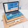 Корпоративный торт для руководителя в виде ноутбука с мастикой КТ115
