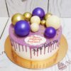Торт для девочки "Сиреневое чудо" с потеками и шоколадными шарами ТД441